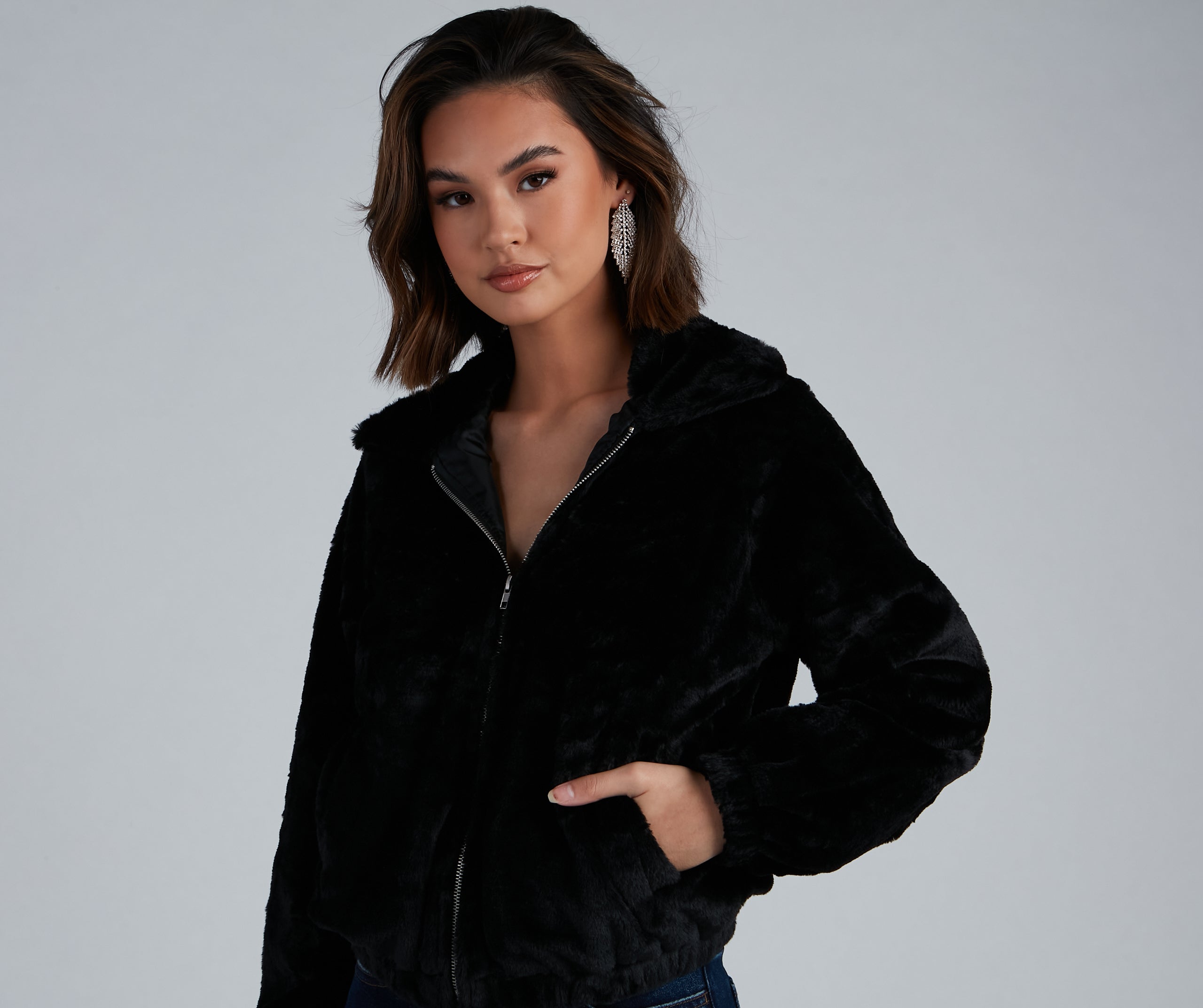 Cuddle Up Faux Fur Bomber Jacket - Image 7