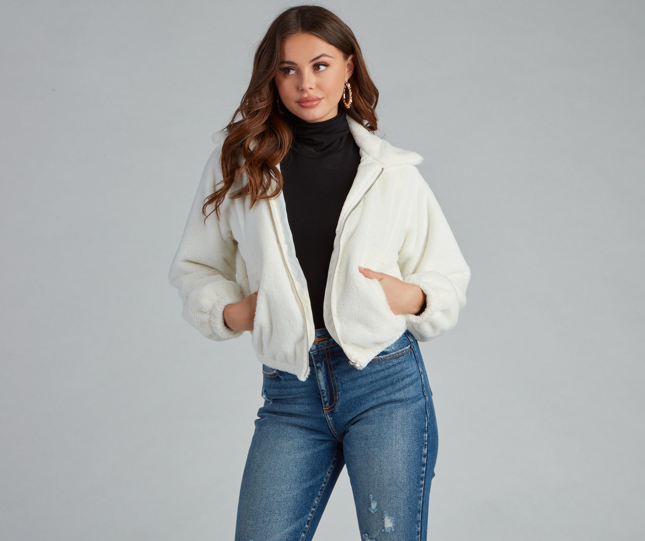 Cuddle Up Faux Fur Bomber Jacket - Image 9