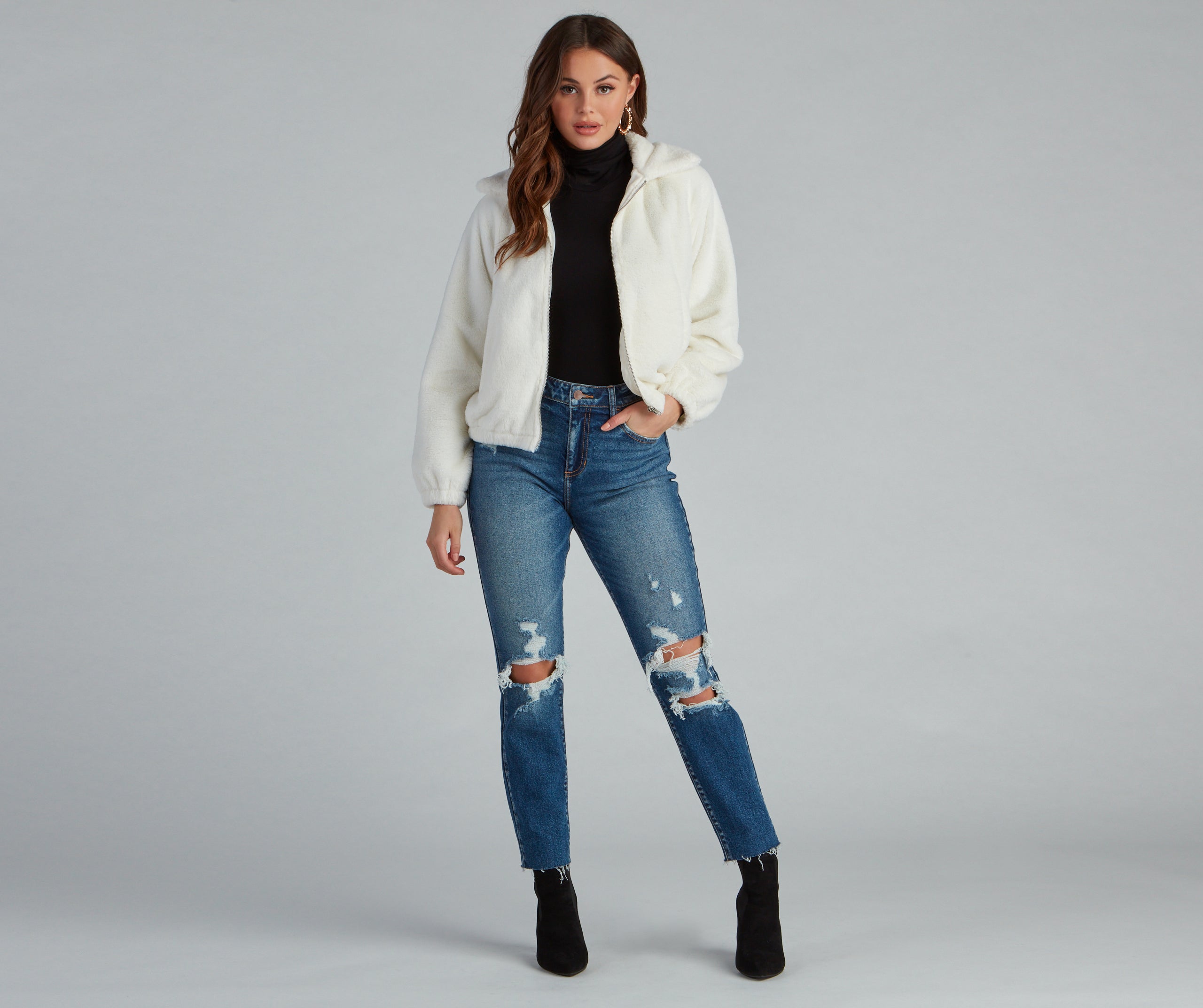 Cuddle Up Faux Fur Bomber Jacket - Image 11