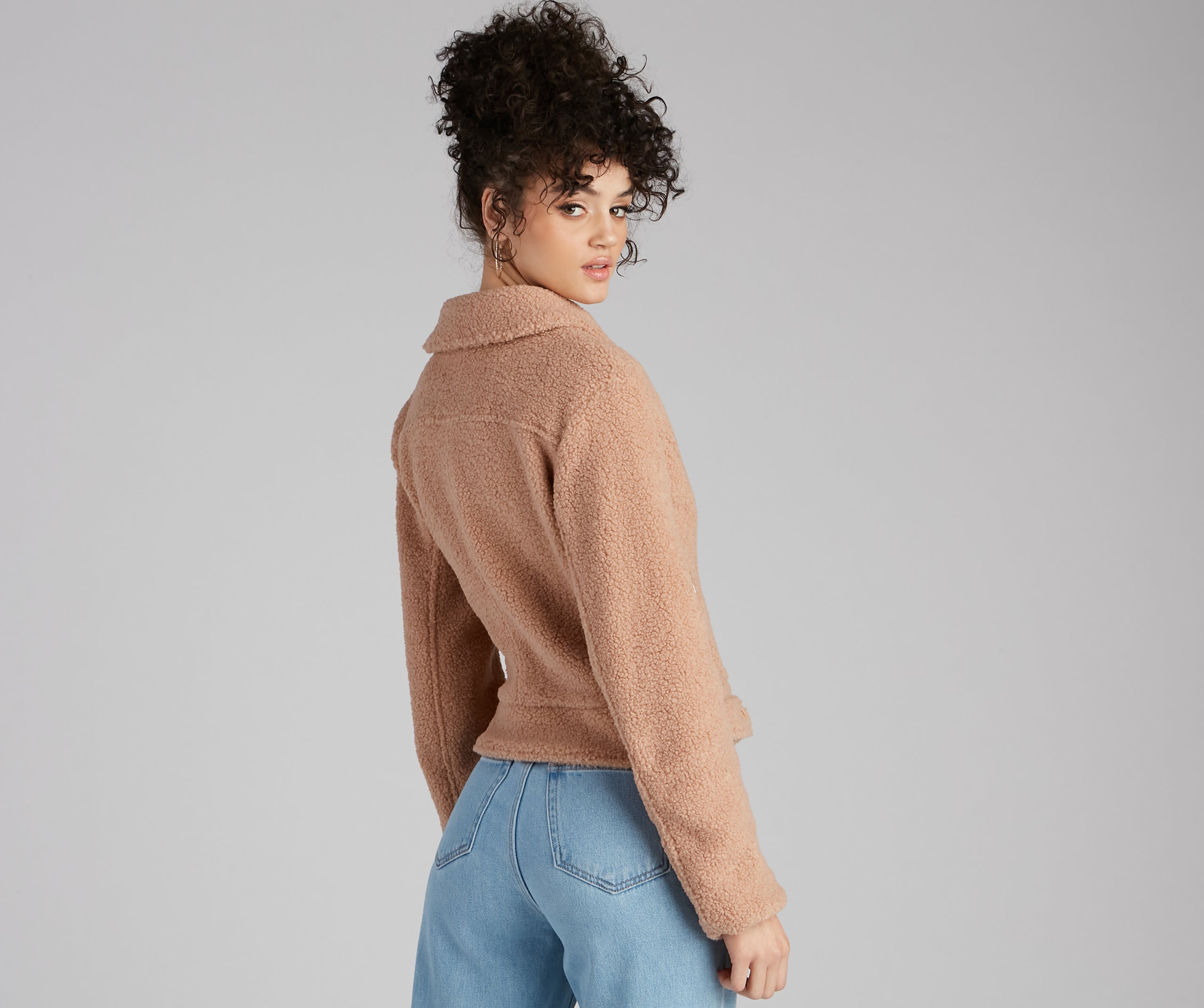 Cozy Always Faux Sherpa Moto Jacket - Image 2