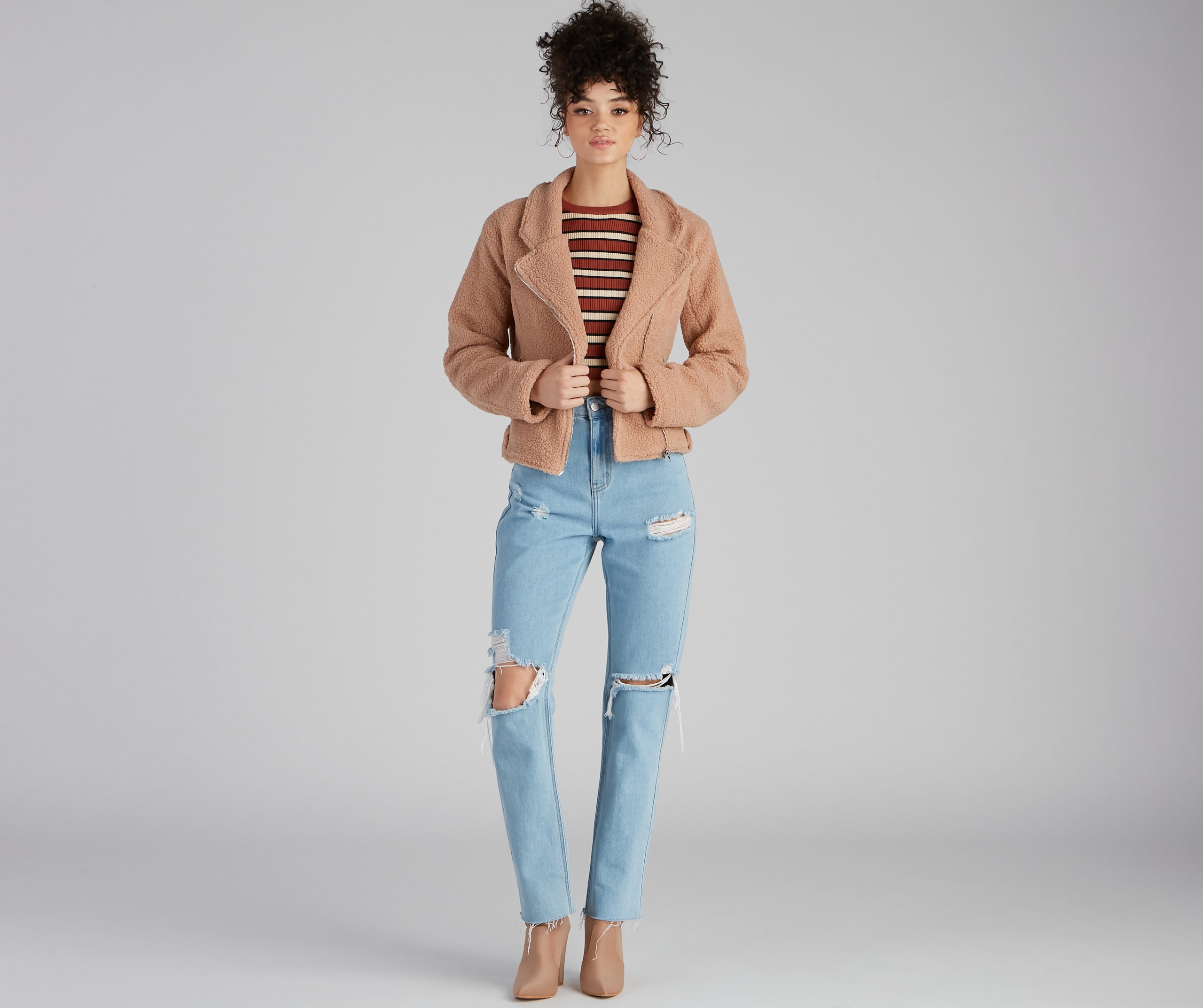 Cozy Always Faux Sherpa Moto Jacket - Image 3