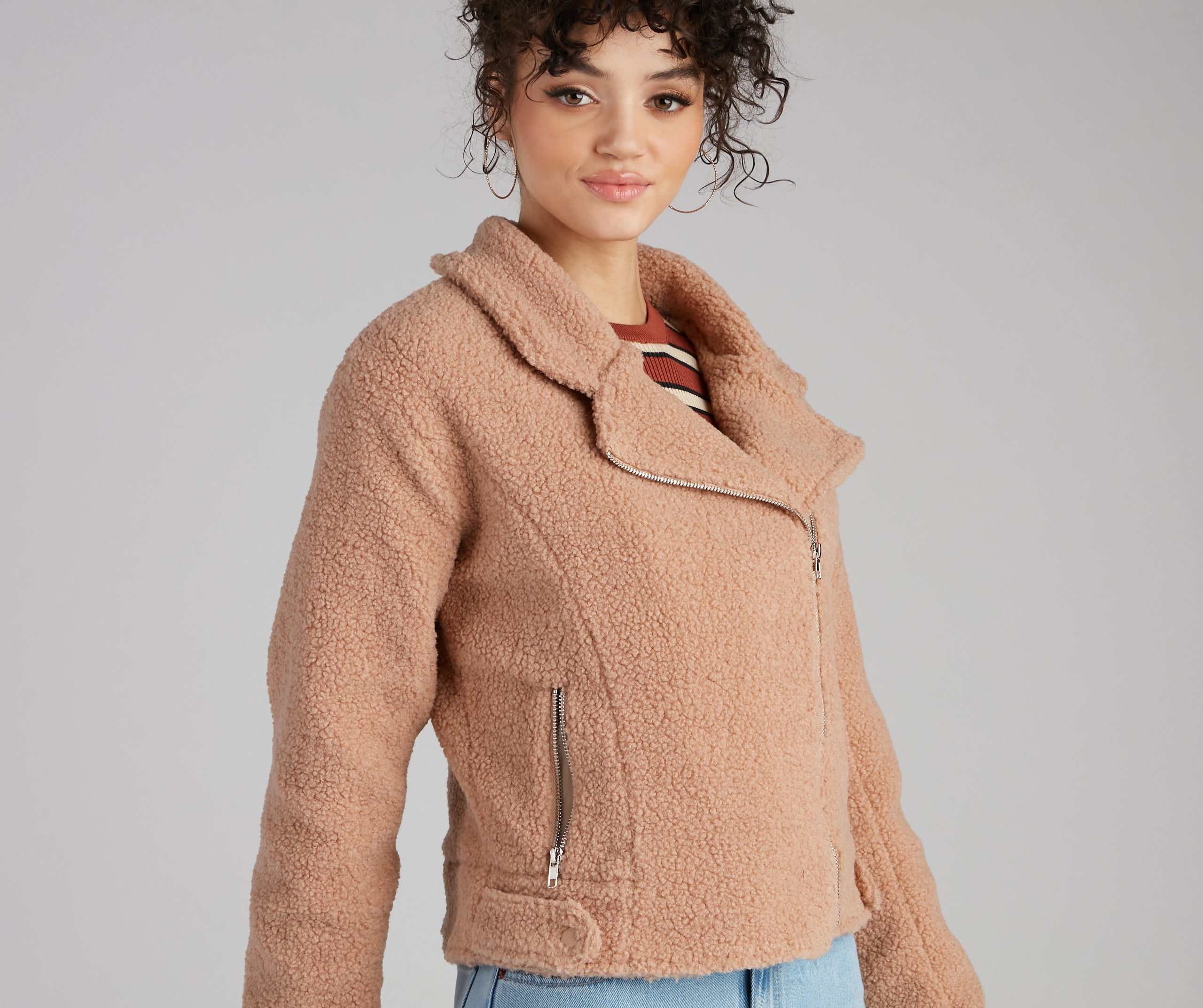 Cozy Always Faux Sherpa Moto Jacket - Image 4