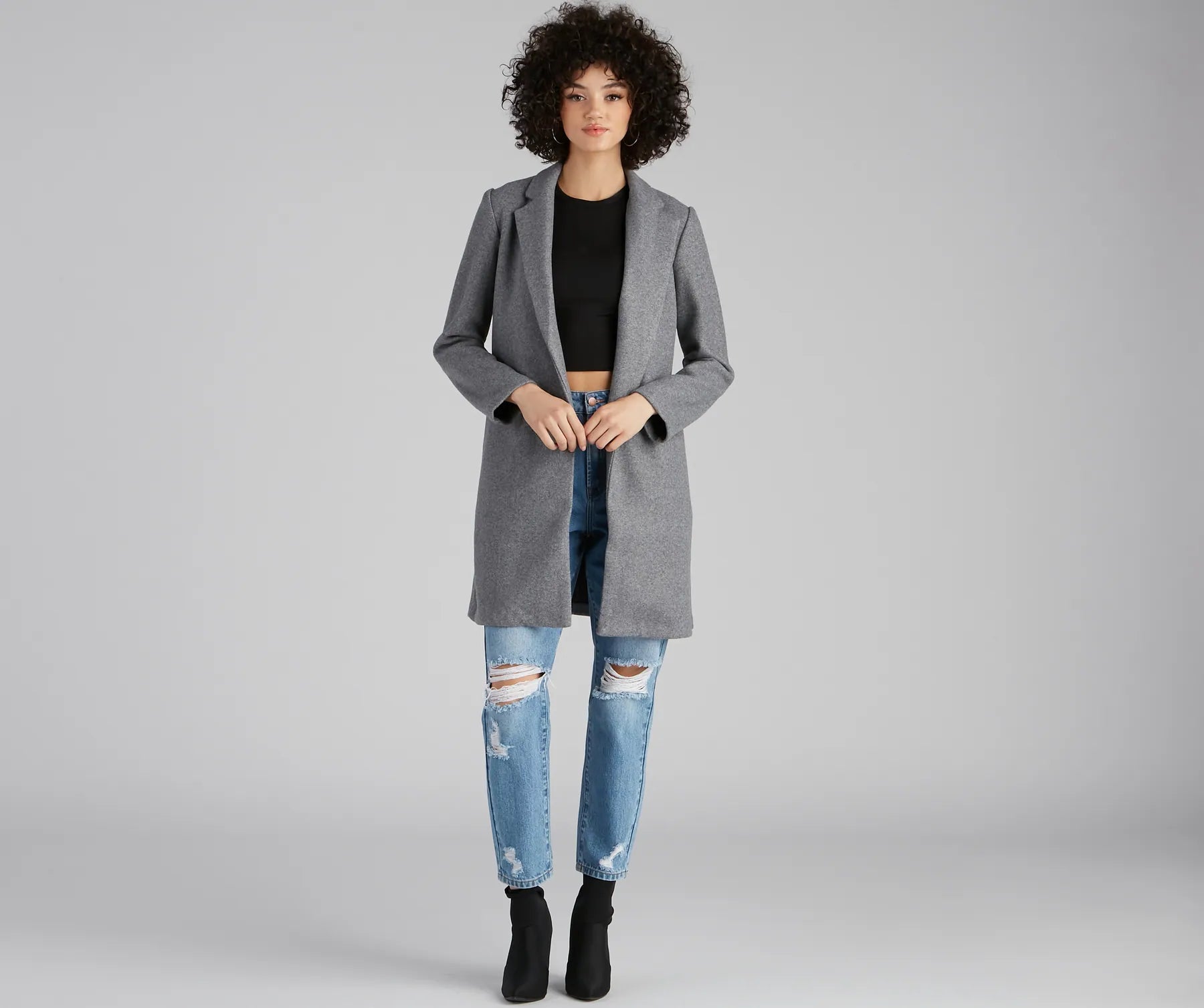 New York Faux Wool Trench Coat - Image 3