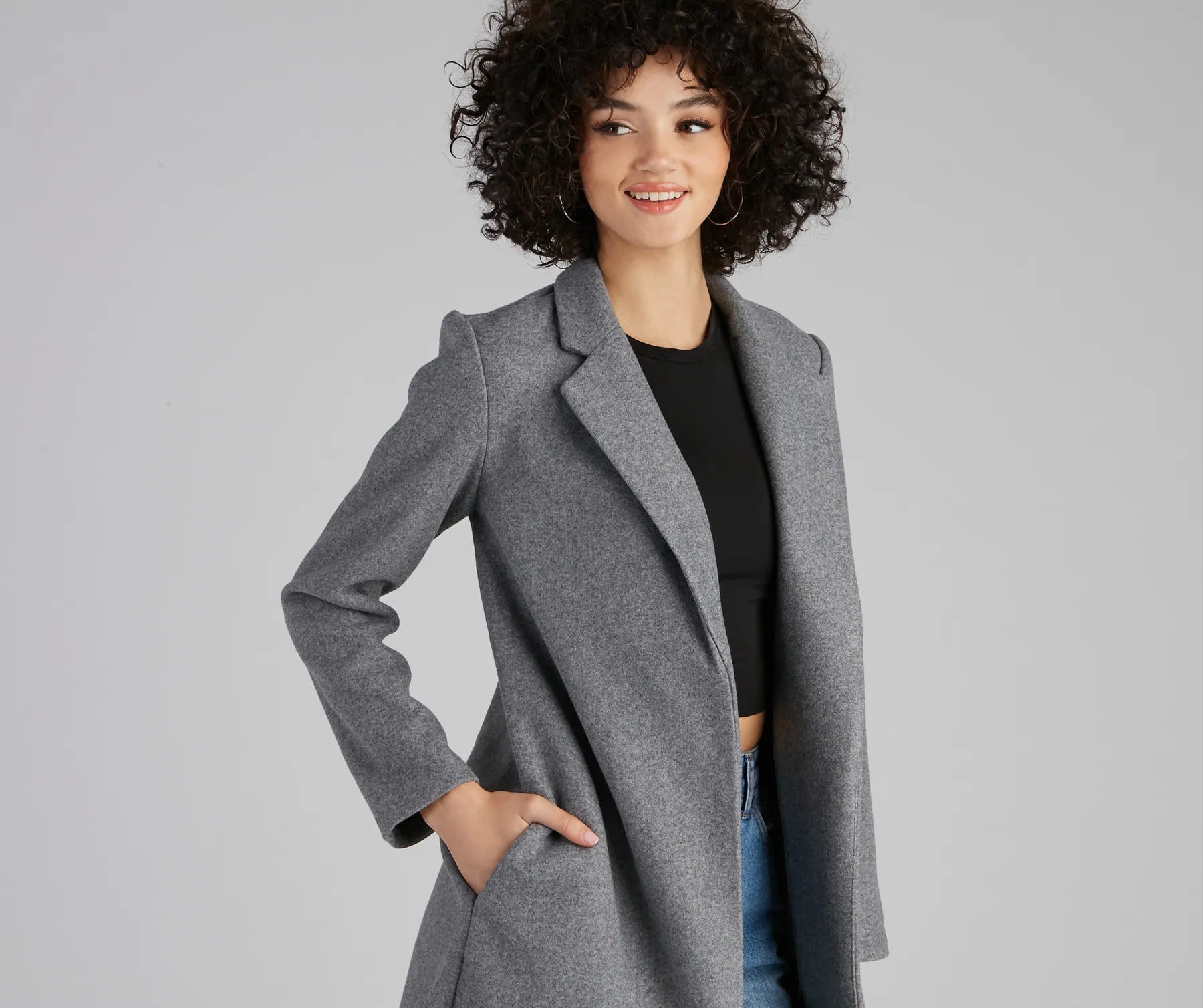New York Faux Wool Trench Coat - Image 4