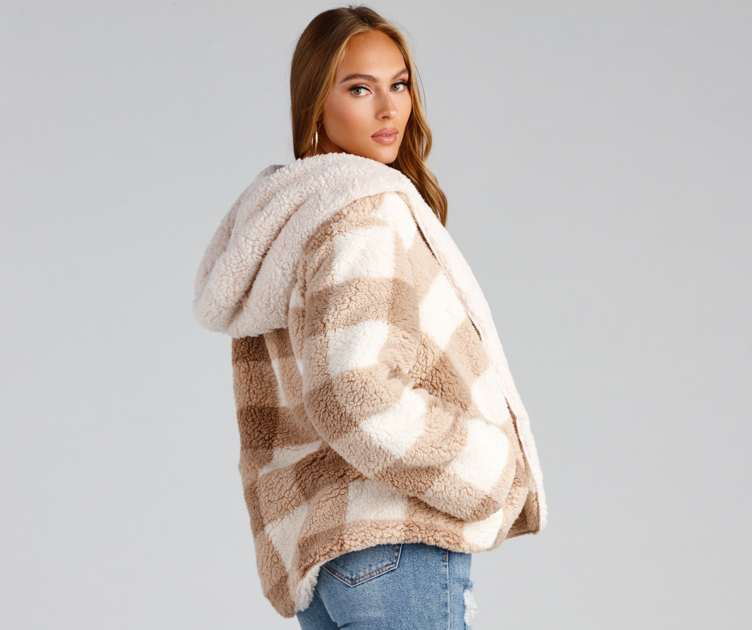 Cuddle Weather Plaid Sherpa Reversible Jacket - Image 3