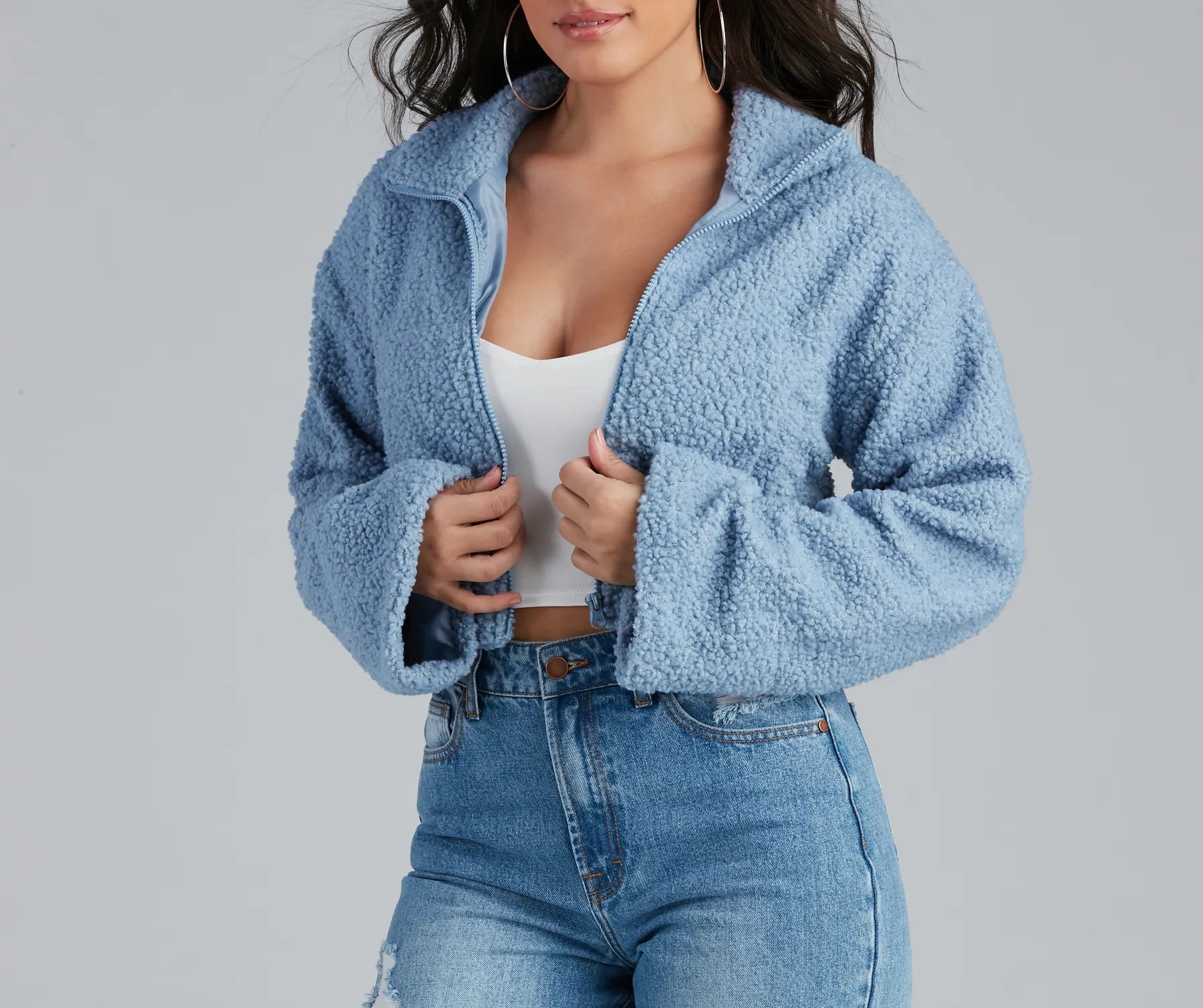 Keep It Chic Sherpa Cropped Jacket - Image 3