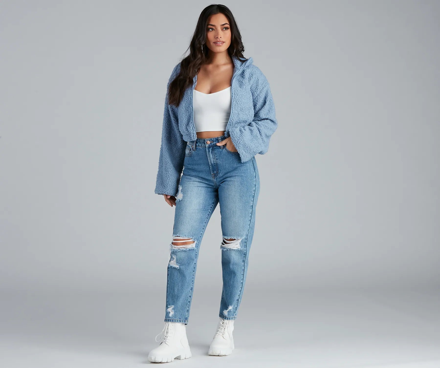 Keep It Chic Sherpa Cropped Jacket - Image 4