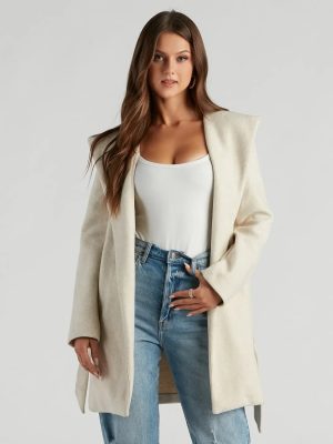 Belted Sophistication Faux Wool Coat