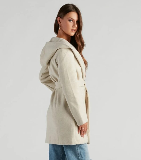 Belted Sophistication Faux Wool Coat - Image 2
