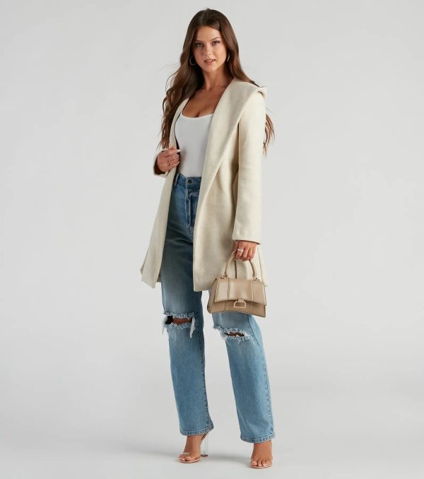 Belted Sophistication Faux Wool Coat - Image 3