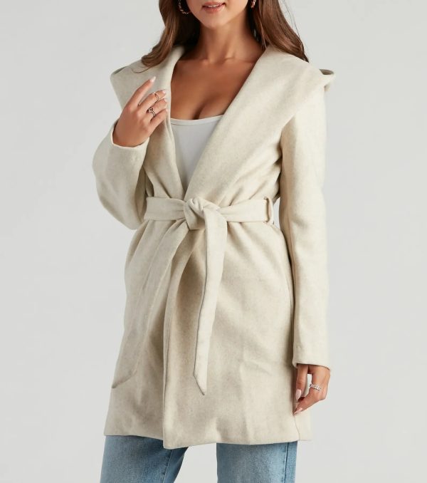 Belted Sophistication Faux Wool Coat - Image 4