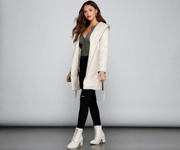 Belted Sophistication Faux Wool Coat - Image 5
