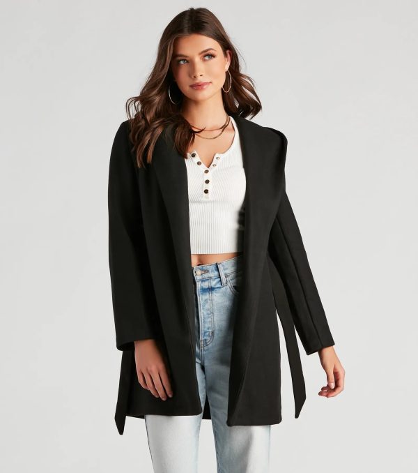 Belted Sophistication Faux Wool Coat - Image 6