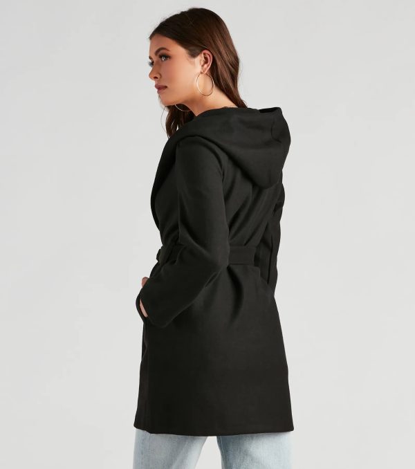 Belted Sophistication Faux Wool Coat - Image 7