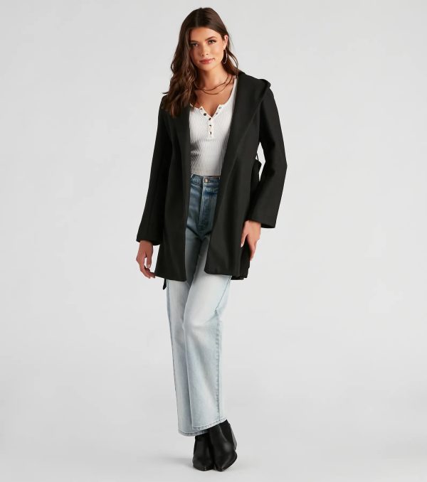 Belted Sophistication Faux Wool Coat - Image 8