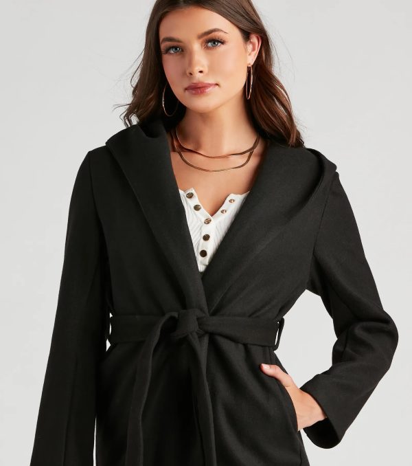 Belted Sophistication Faux Wool Coat - Image 9