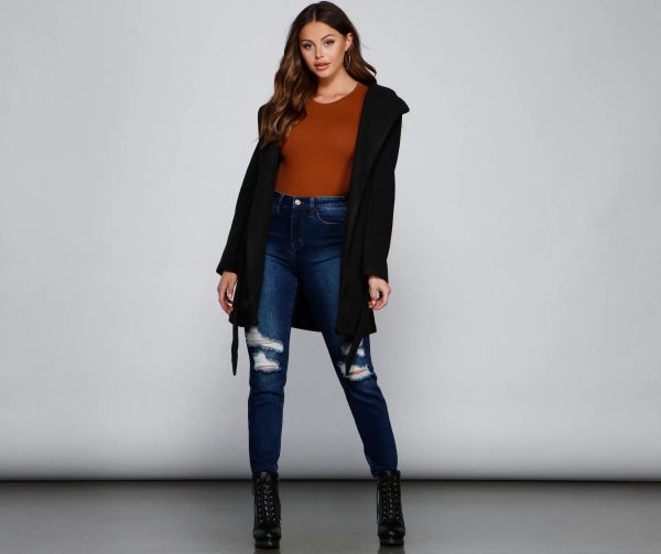 Belted Sophistication Faux Wool Coat - Image 10