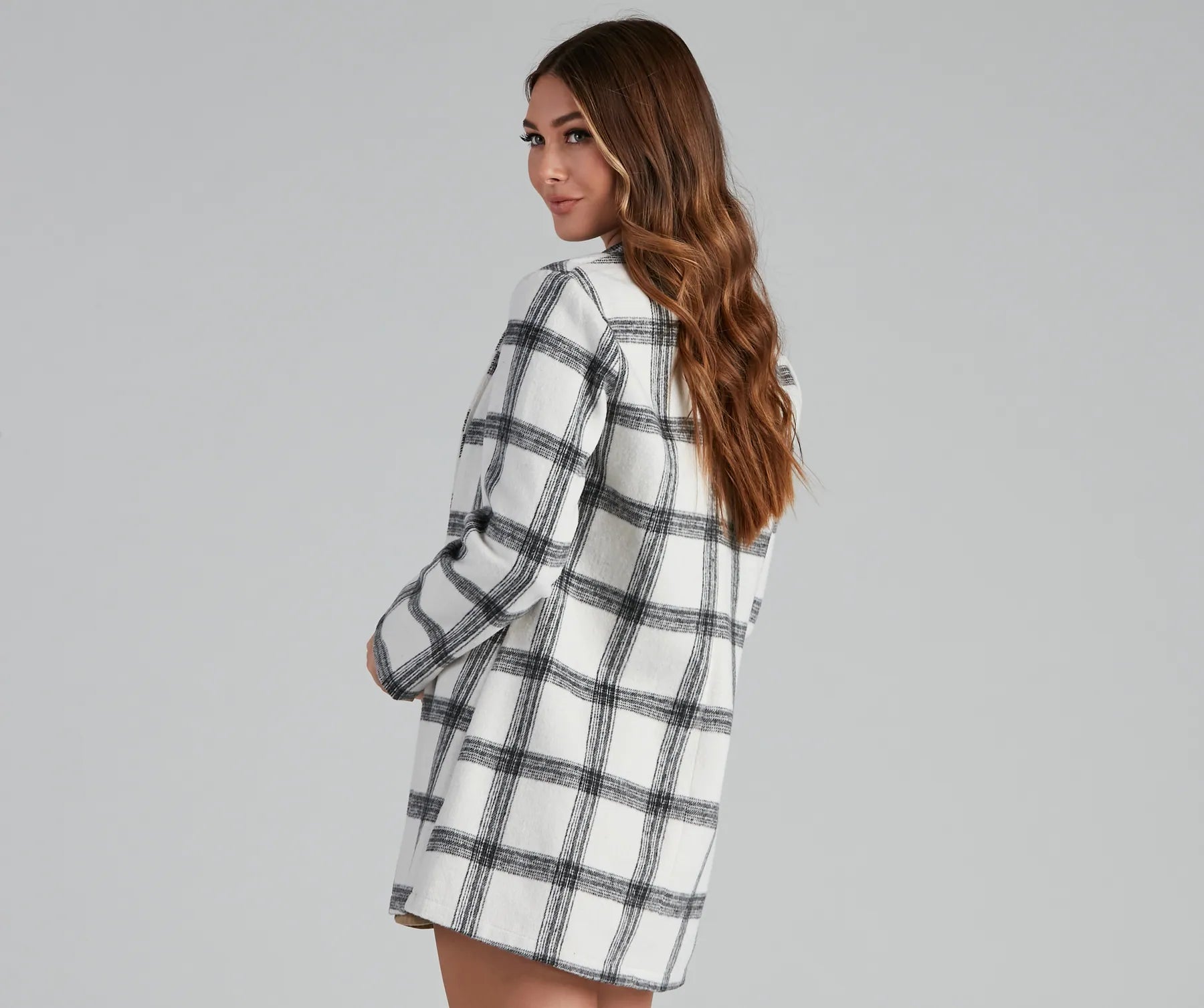 Pretty And Posh Plaid Coat - Image 7