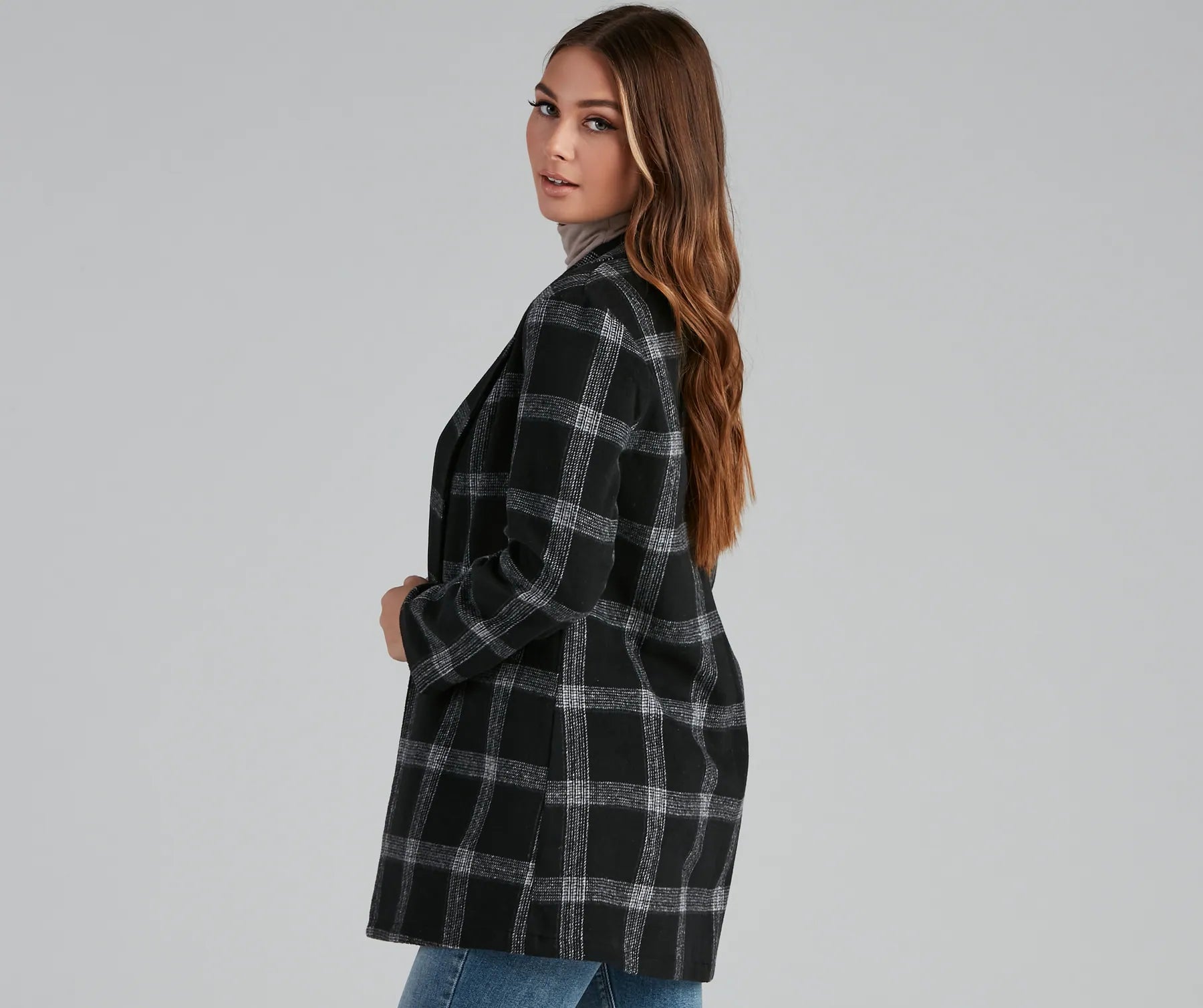Pretty And Posh Plaid Coat - Image 2