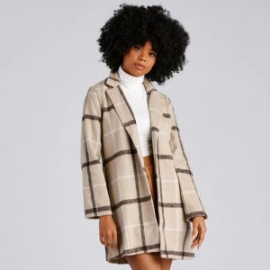 City Bound Plaid Faux Wool Coat