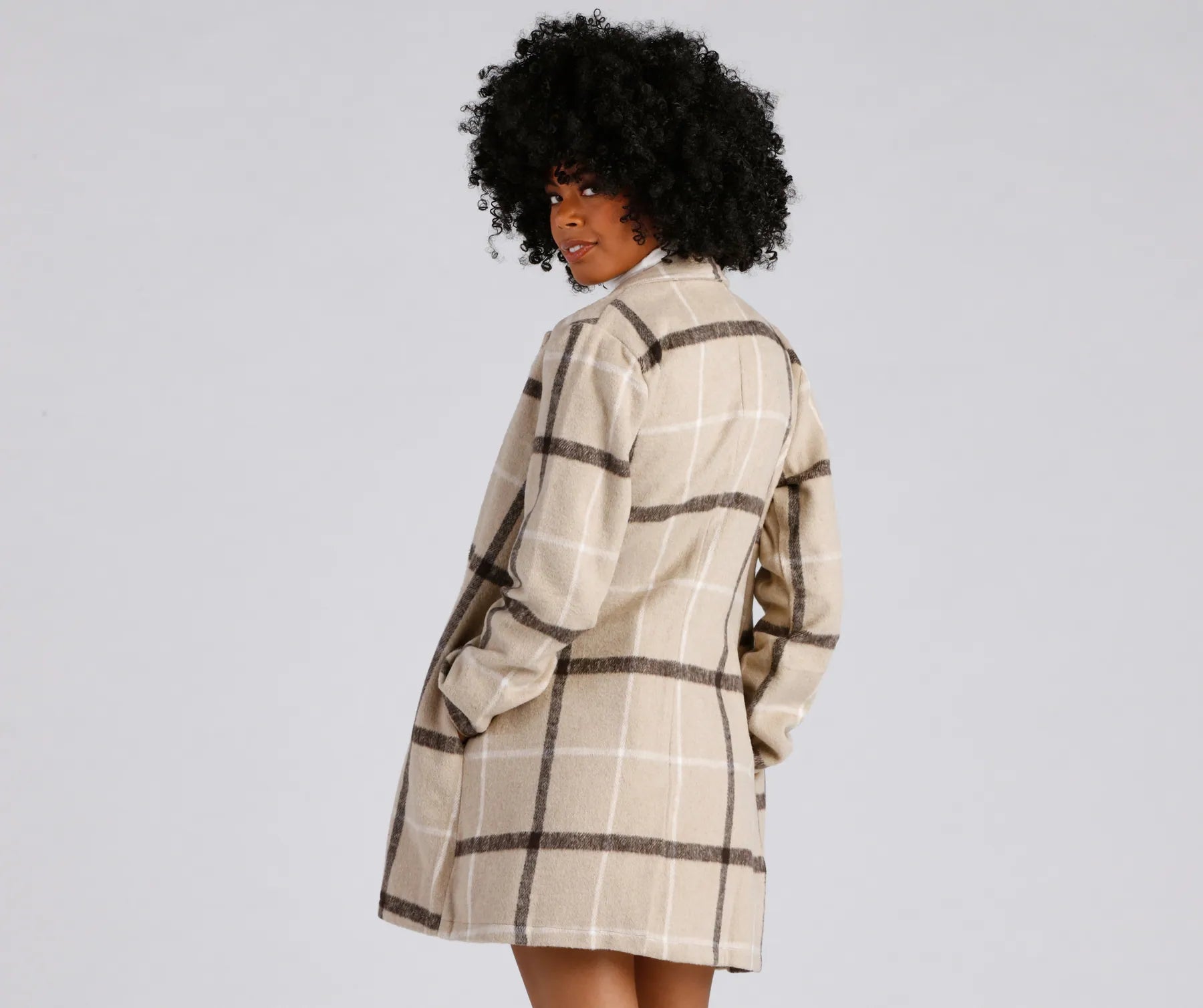 City Bound Plaid Faux Wool Coat - Image 2