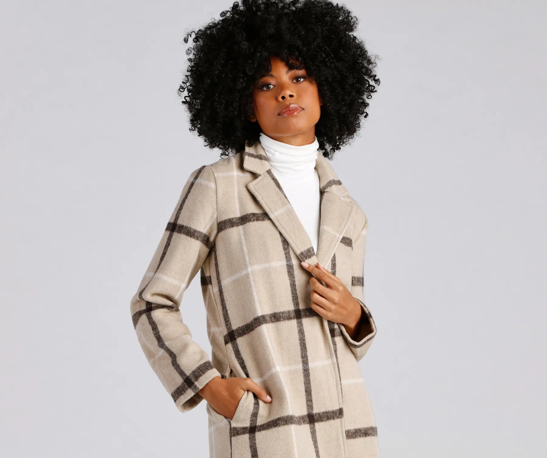 City Bound Plaid Faux Wool Coat - Image 3