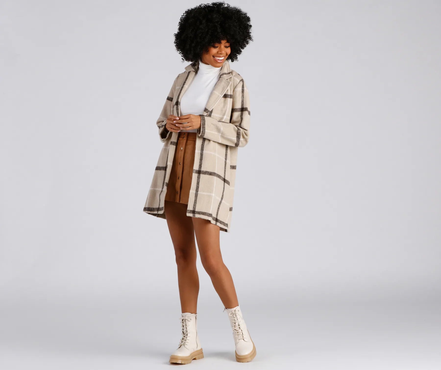 City Bound Plaid Faux Wool Coat - Image 4