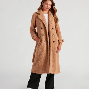 Locking Knit Down Sherpa Long Trench Coat
