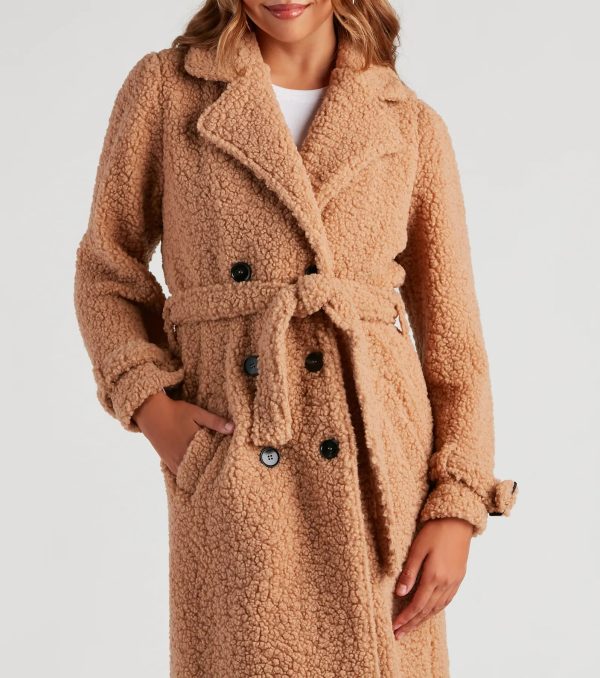 Locking Knit Down Sherpa Long Trench Coat - Image 4