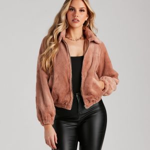 Cuddle Up Faux Fur Bomber Jacket