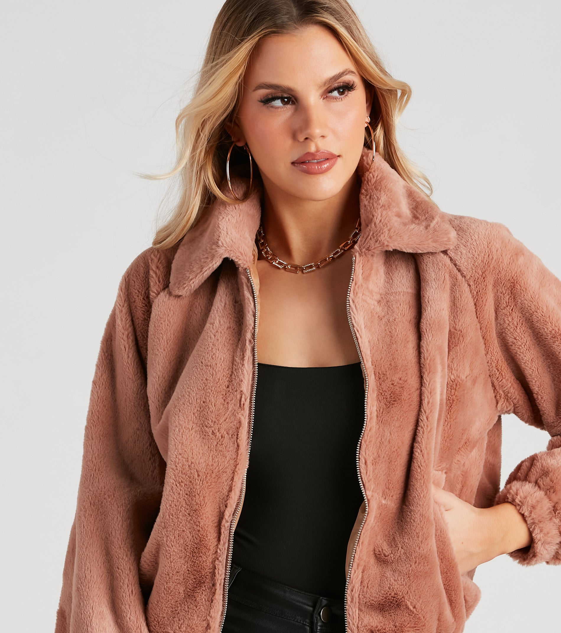 Cuddle Up Faux Fur Bomber Jacket - Image 2