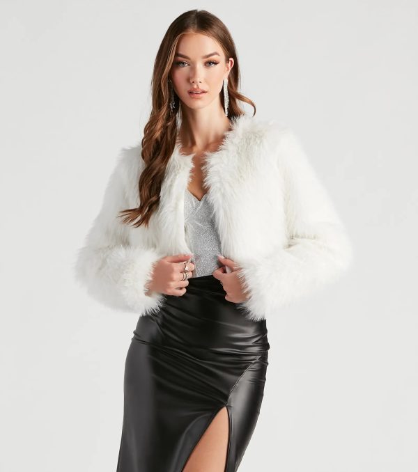Style Diva Faux Fur Crop Jacket - Image 9