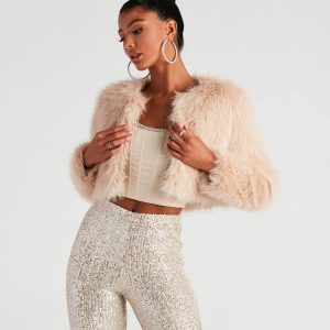 Style Diva Faux Fur Crop Jacket