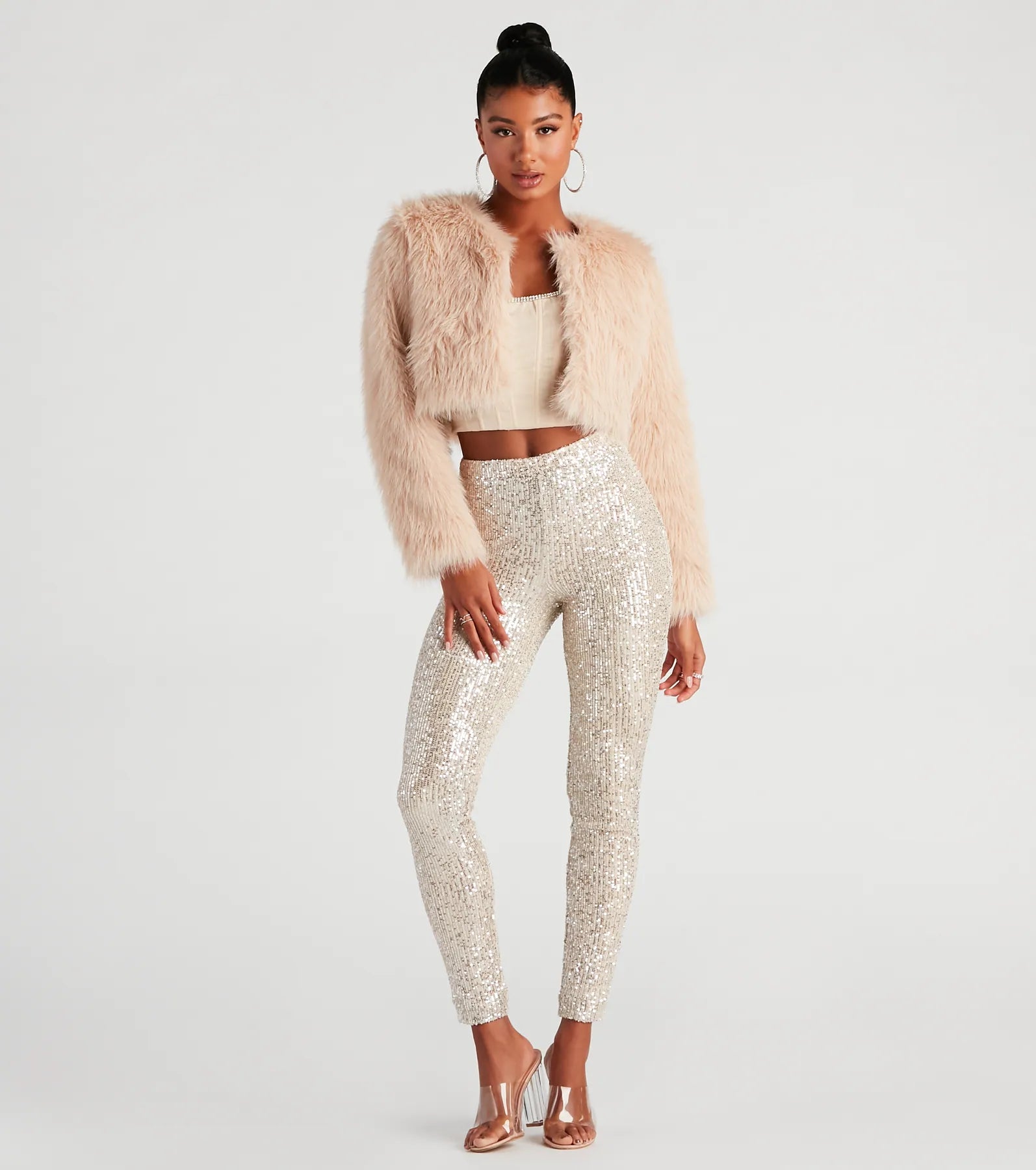 Style Diva Faux Fur Crop Jacket - Image 3