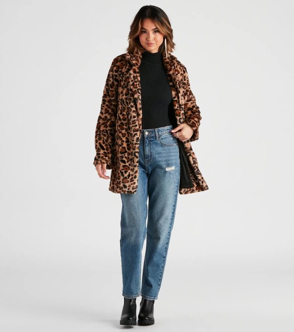 Fabulous Diva Leopard Print Faux Fur Coat - Image 3