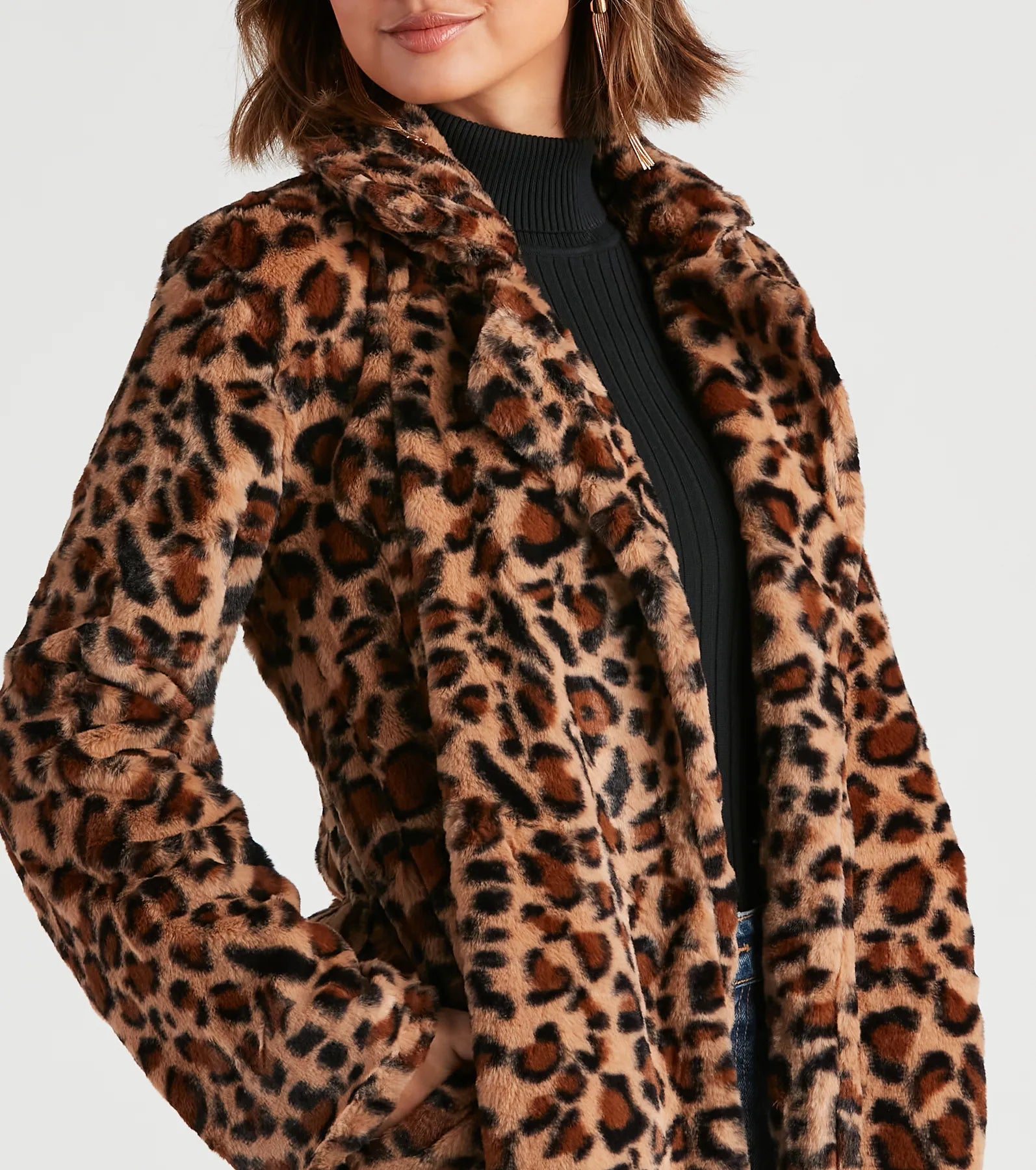 Fabulous Diva Leopard Print Faux Fur Coat - Image 4
