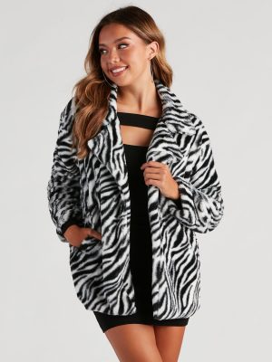 She's A Trendsetter Zebra Faux Fur Coat