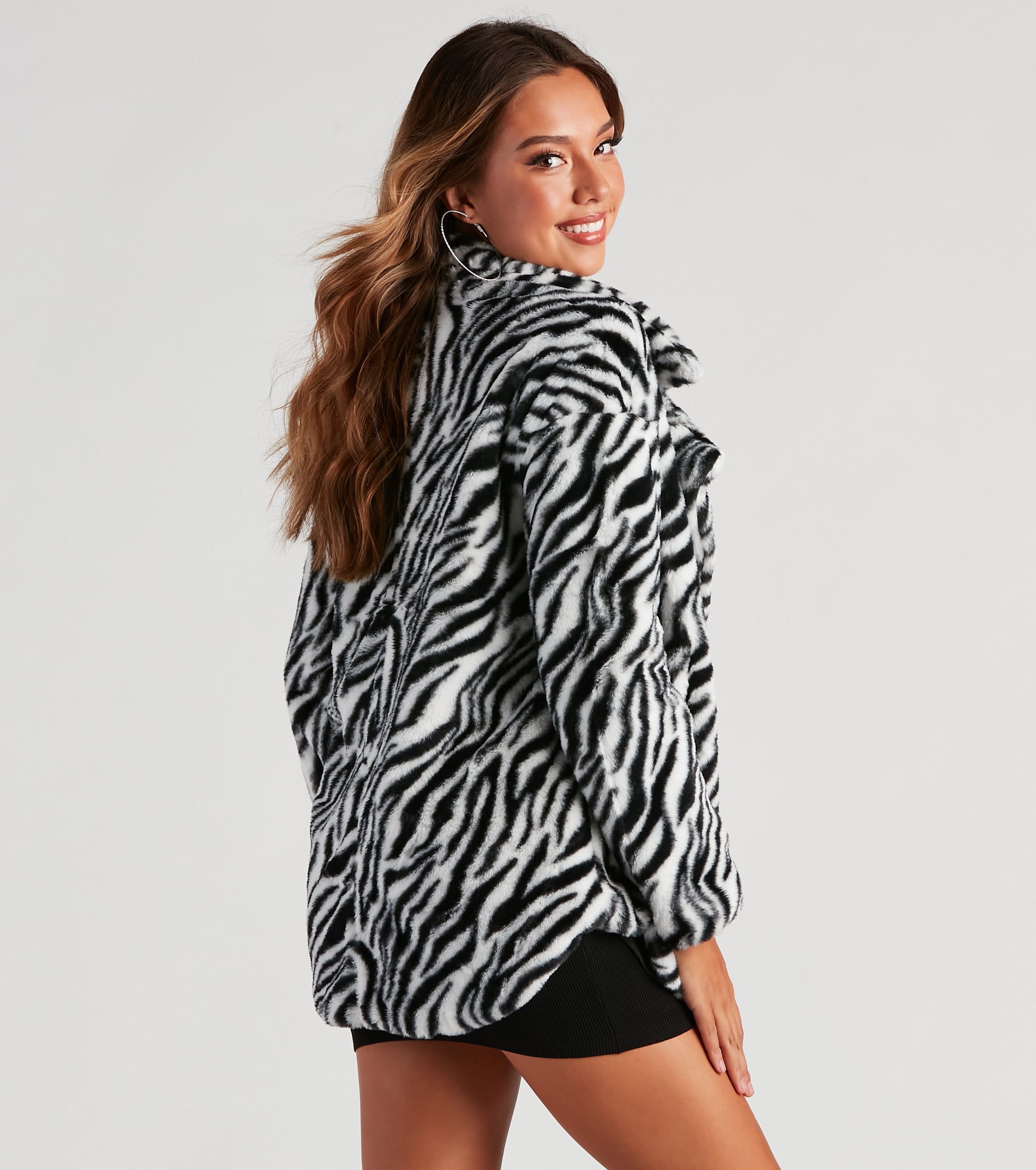 She's A Trendsetter Zebra Faux Fur Coat - Image 2