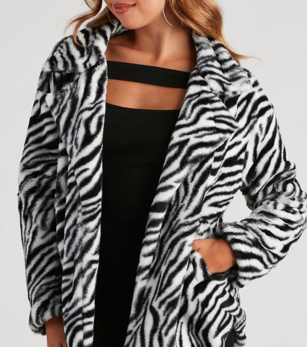 She's A Trendsetter Zebra Faux Fur Coat - Image 4