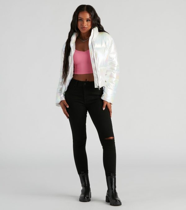 Chromatic Babe Crop Puffer Jacket - Image 3