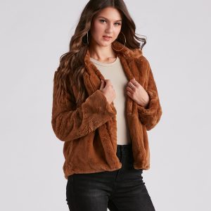 Cozy Diva Faux Fur Collar Jacket