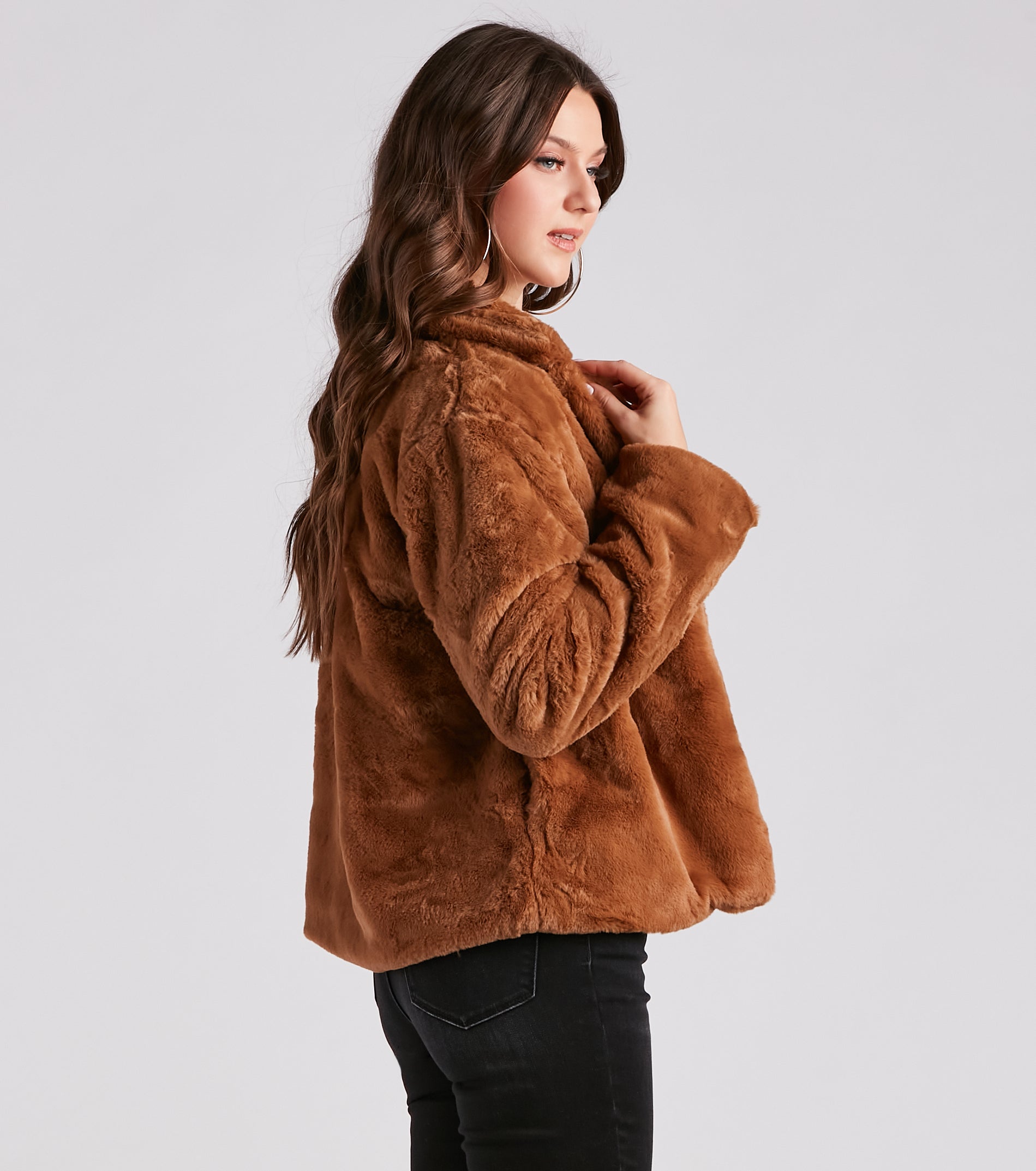 Cozy Diva Faux Fur Collar Jacket - Image 2