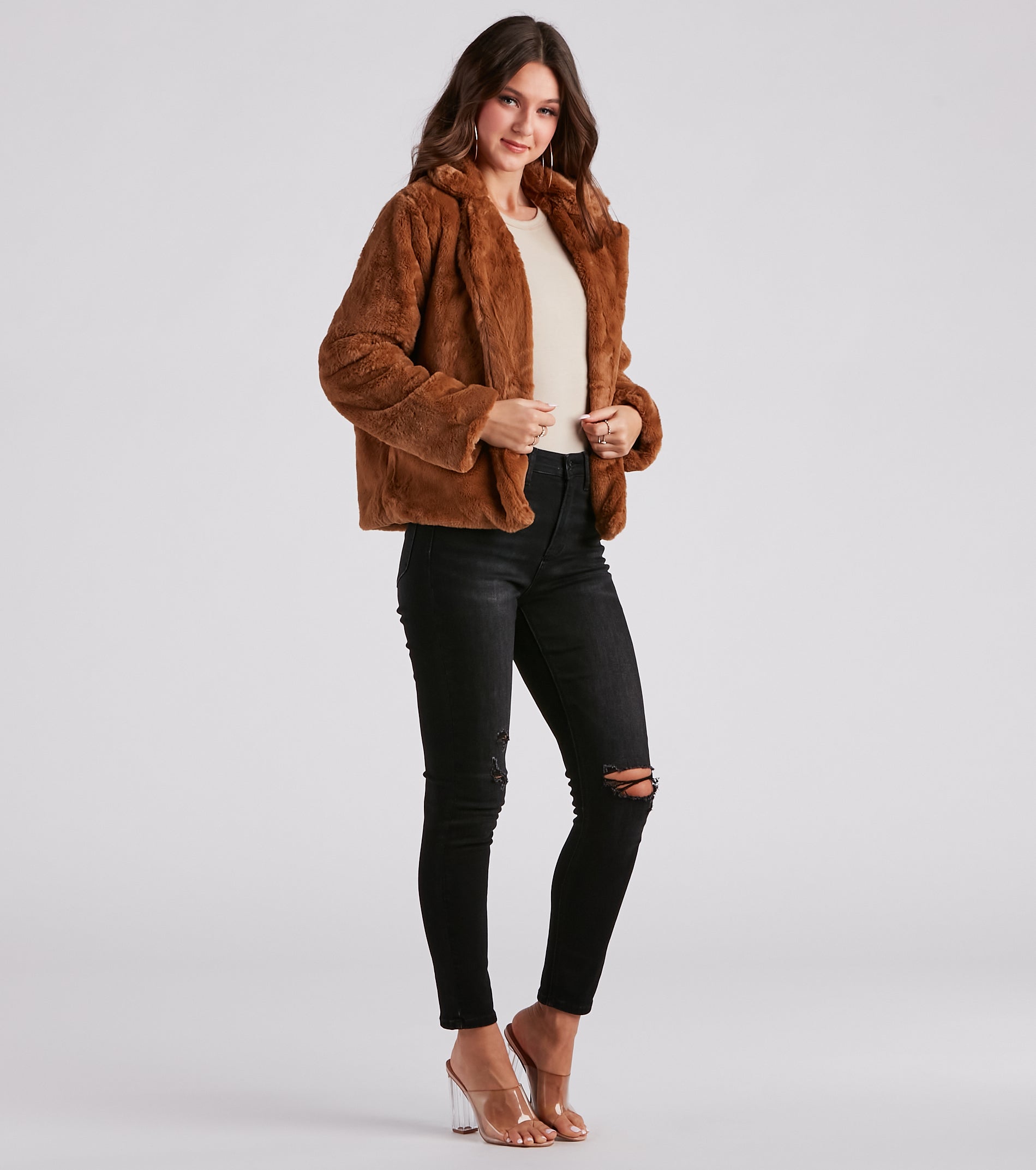 Cozy Diva Faux Fur Collar Jacket - Image 3