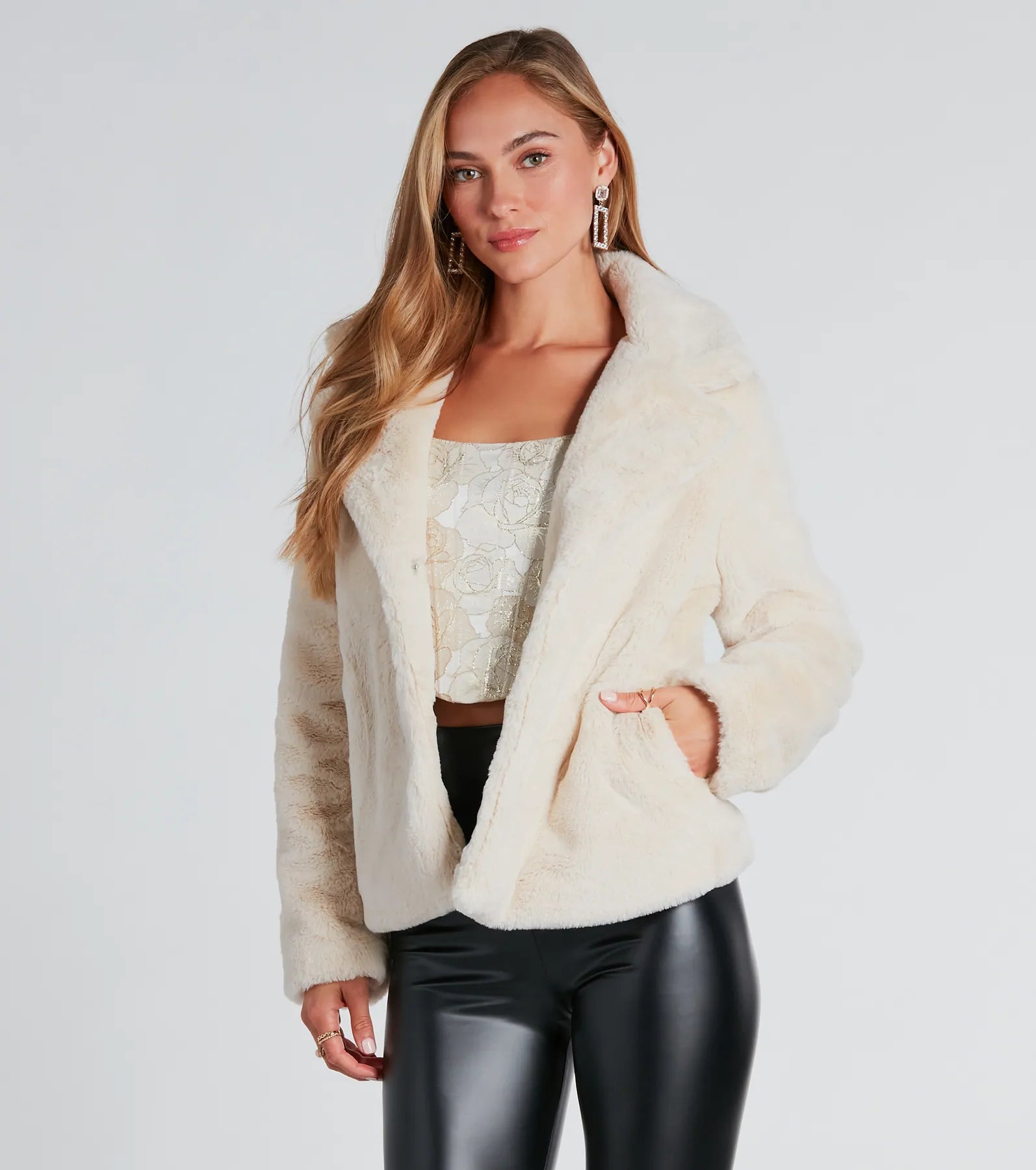 So Fur It Faux Fur Collared Jacket - Image 3