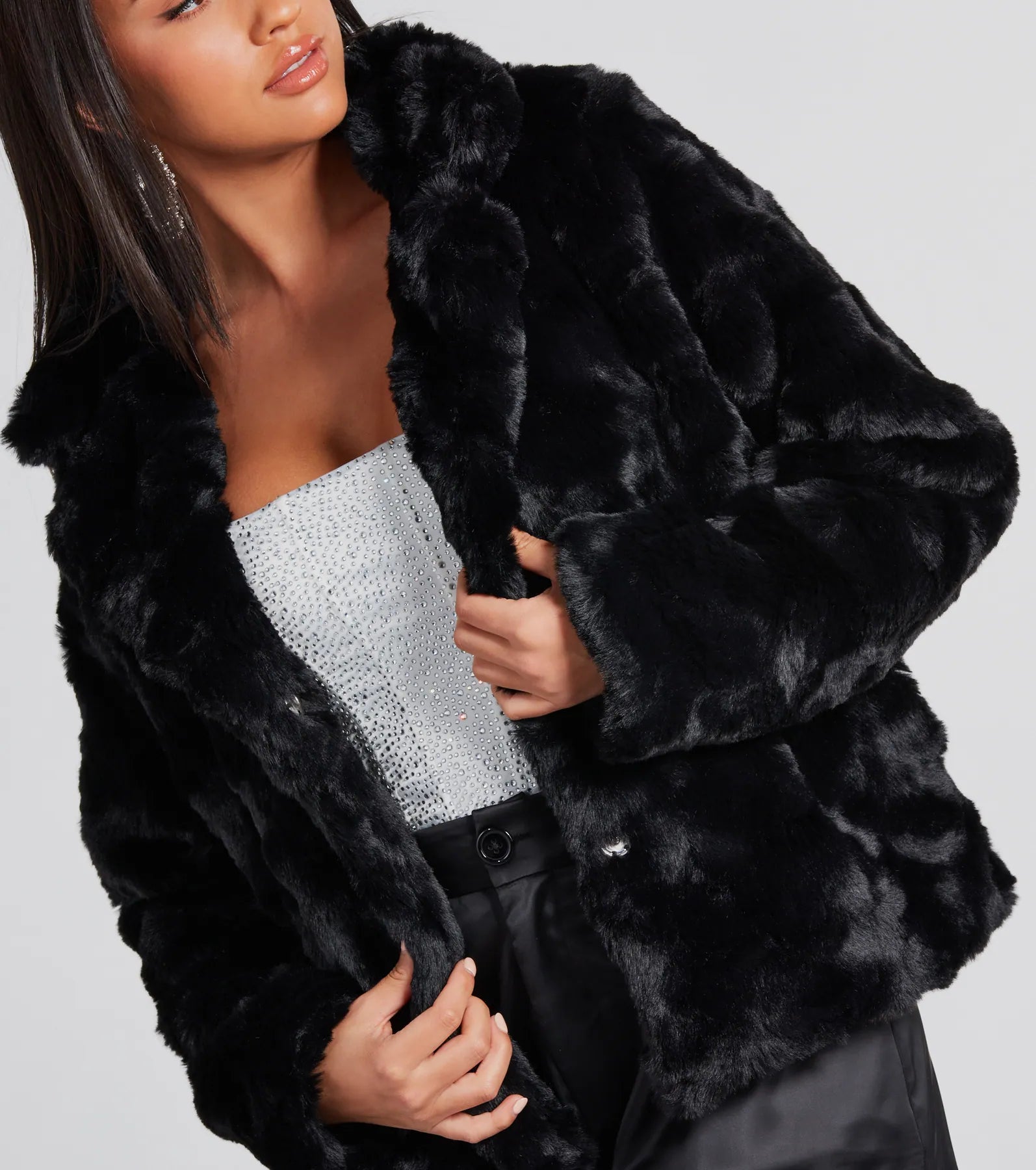 Top Trendsetter Textured Faux Fur Coat - Image 5