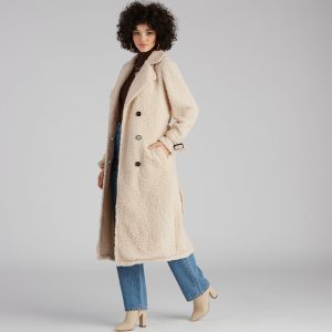 Locking Knit Down Sherpa Long Trench Coat
