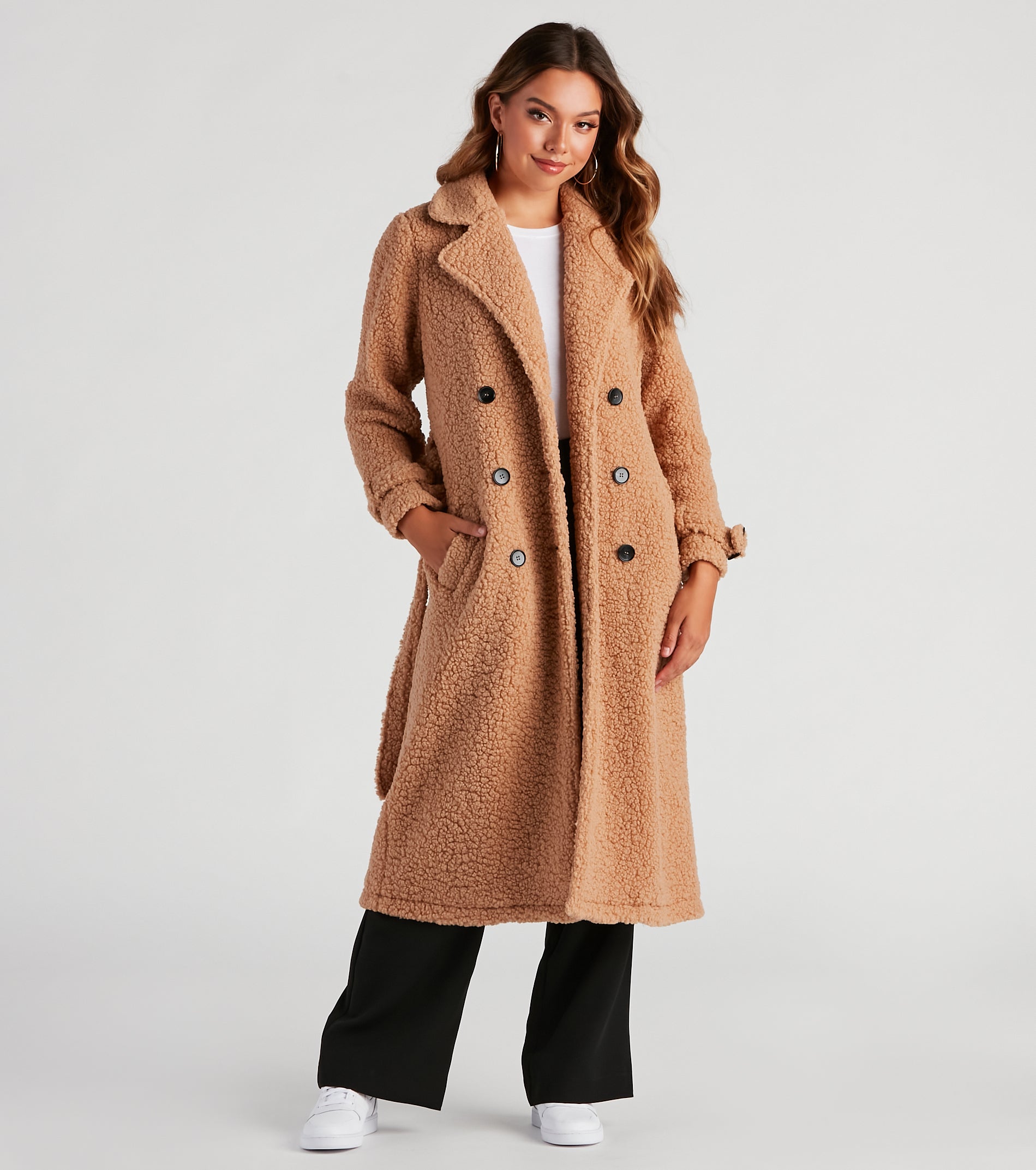 Locking Knit Down Sherpa Long Trench Coat - Image 5