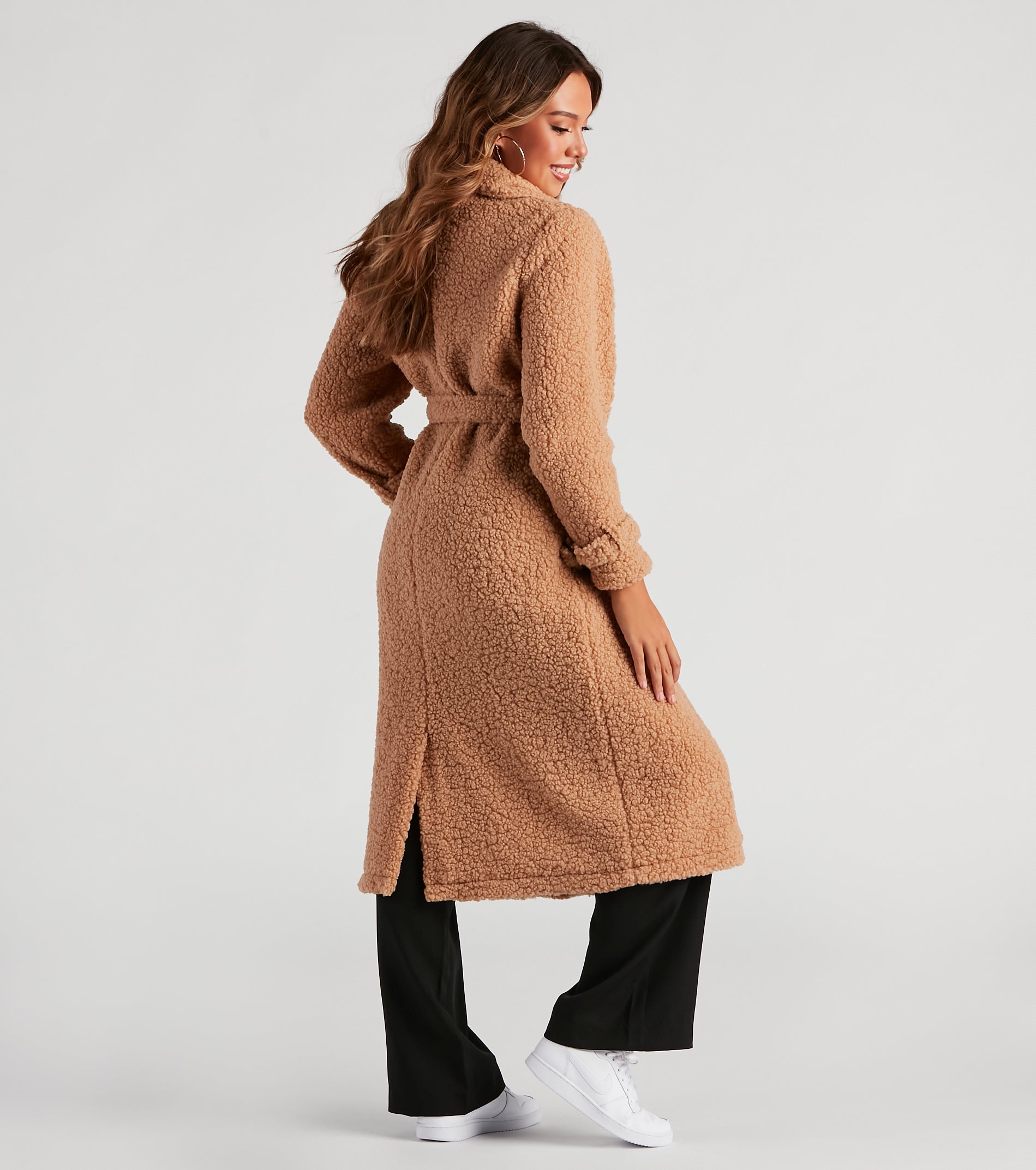 Locking Knit Down Sherpa Long Trench Coat - Image 6