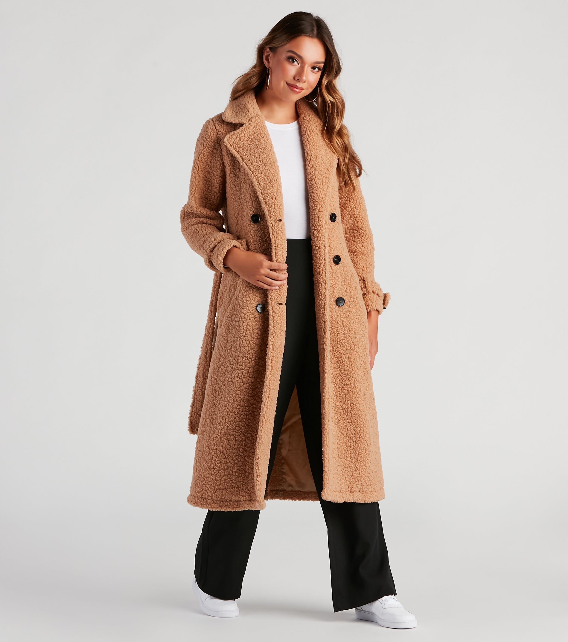 Locking Knit Down Sherpa Long Trench Coat - Image 7
