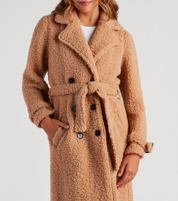 Locking Knit Down Sherpa Long Trench Coat - Image 8